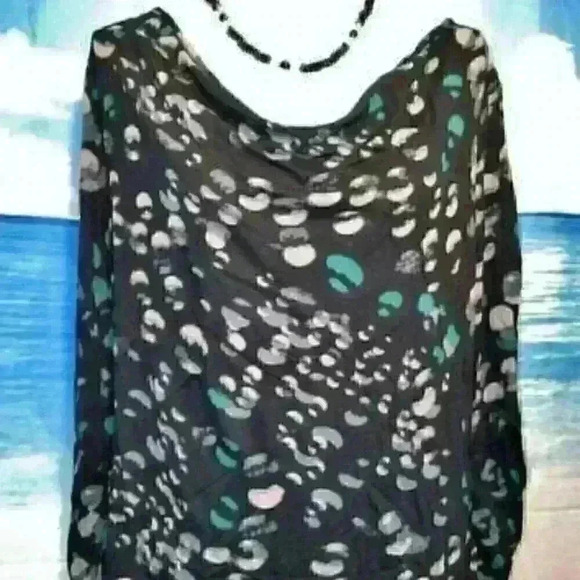 FRENCH CONNECTION Woman's DK NAVY BLUE Knit STRETCH Top LIGHTWEIGHT size Lg - Picture 2 of 4